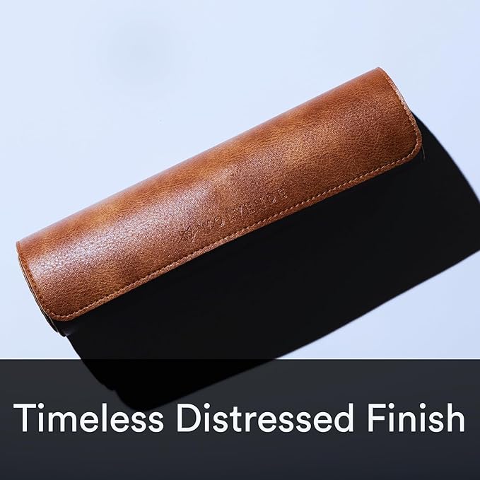 Premium Distressed Faux Vegan Leather Desk Mat | Multifunctional Desk Pad for Home Office | (Brown/Tan, 15.75" x 36")