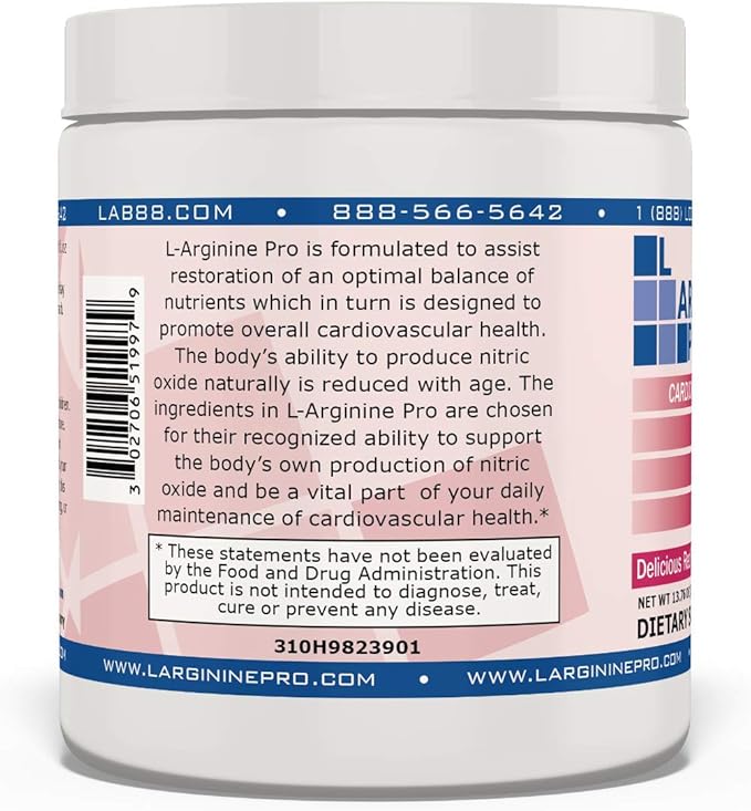 L-ARGININE PRO | 5,500mg L-Arginine Plus L-Citrulline 1,100mg Raspberry & Orange Powder Drink Mix Supplement for Increased Nitric Oxide Production