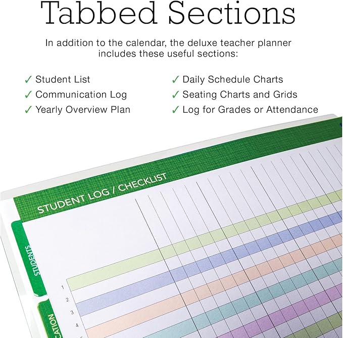 Aug 2025-Jul 2026 Deluxe Teacher Planner Notebook 8.5x11 Daily Weekly Monthly Organizers with 7 Periods, Pocket Folder, Dated Calendar, Page Tabs, Bookmark and Planning Stickers (Teal Gold Marble)