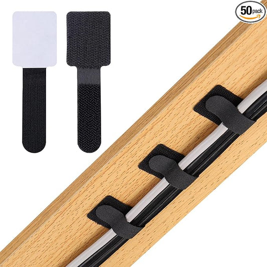 Hook and Loop Cable Ties, Adhesive Cable Clips, Cord Organizer for Appliances,Cable Ties Can Easily Organize Desktop Wires and Network Cables, Many Use in Home, Office, Garage, Outdoor, 50Pcs per Pack