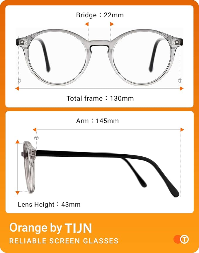 TIJN Blue Light Blocking Glasses Men Women Vintage Thick Round Rim Frame Eyeglasses