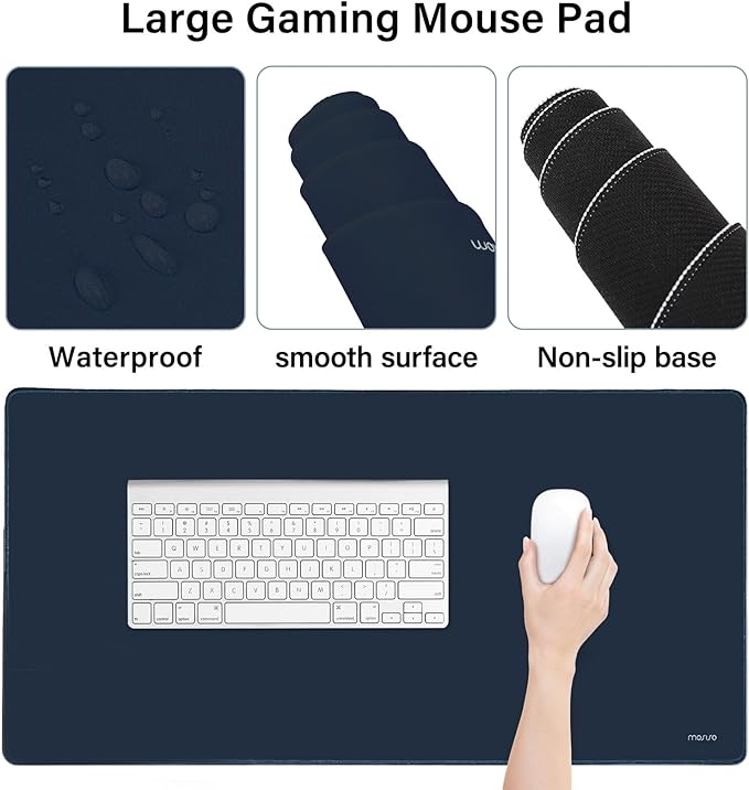 MOSISO Keyboard Mouse Pad Set, Large Gaming Mousepad&Keyboard Wrist Rest&Mouse Wrist Rest&Coaster, Ergonomic Non-Slip Mousepad&Easy Typing Cushion with Memory Foam for Home Office, Haze Blue
