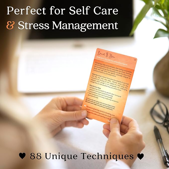 Asana Moon Stress Relief & Self Care Cards with Positive Affirmations - Calming Anti Anxiety Gift with Meditations