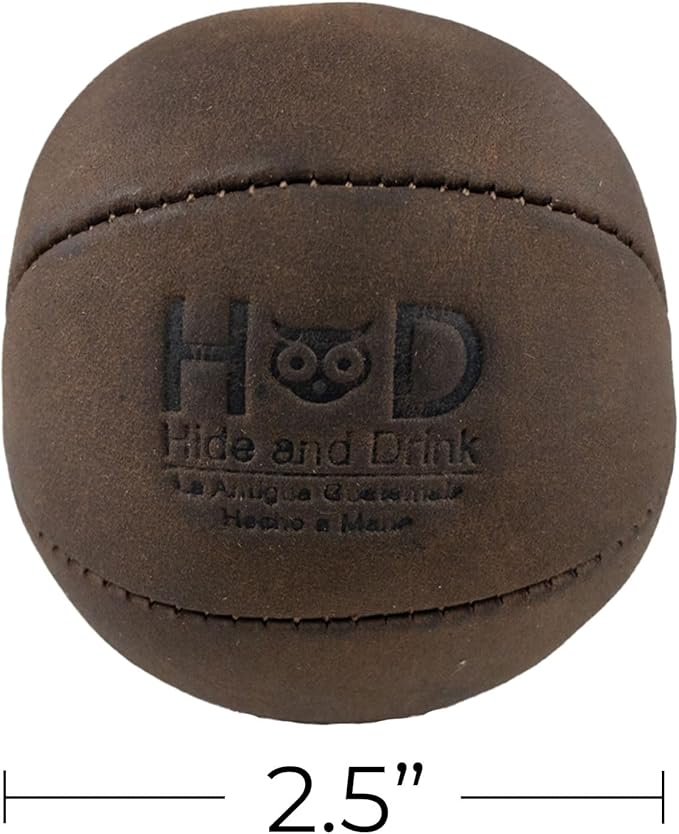 Hide & Drink, Stress Ball, Relieve Fidgeting and Anxiety, Exercise Hand, Squishy Tension Accessory, Great for the Office, Classic Style, Full Grain Leather, Handmade, Bourbon Brown