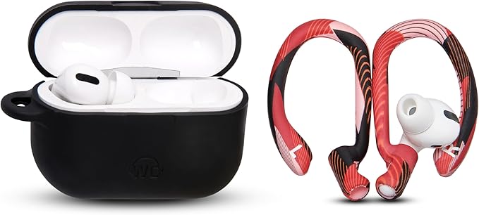 WC HookZ - Patented Upgraded Over Ear Hooks for AirPods Pro 1, 2 & AirPods 1, 2 & 3- Two Size Pairs Included in Package, Unique Left & Right Hook, Made by Wicked Cushions | Red Prism