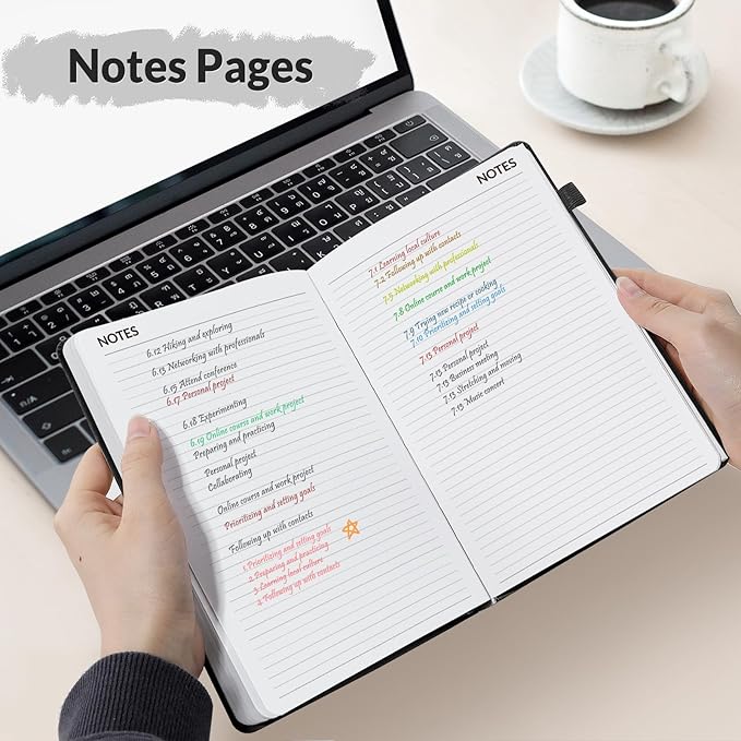 SUNEE 2026 Weekly & Monthly Hardcover Planner 5.5" x 8.3" - 12 Month (January 2026 - December 2026), Small Hardcover Planner, Pocket, Notes, 100 GSM Paper, Black