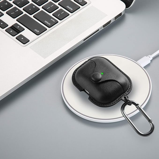 Maxjoy for AirPods Pro 2 Case Leather, Airpods Pro Leather Case Cover with Keychain Airpod Strap Compatible with Apple Airpod Pros 2nd Generation 2023 2022/AirPods Pros 2019 (Front LED Visible), Black