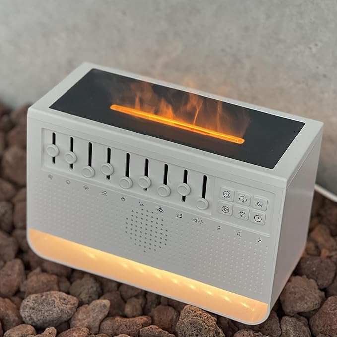 Sound Machine with DIY White Noise, Essential Oil Aromatherapy, Flame Diffusers, Night Light,Timer; Perfect for Sleep, Meditation, Work, Learning, Yoga - Great Gift for Life