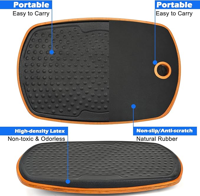 Office Standing Desk Anti Fatigue Mat Wooden Wobble Balance Board Stability Rocker Ergonomically Engineered for Stand Up Desks Desk Riser Workstation