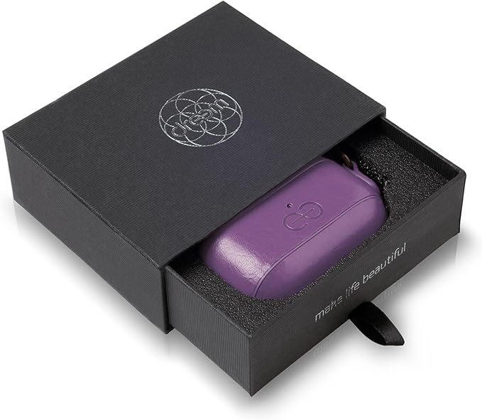 Dreem Om Case Cover with Keychain Clip Compatible with AirPods Pro 2/Pro, Protective One-Piece Hard Shell, Luxury Vegan Leather AirPod Pro Case 2nd/1st Generation with Separate Clip [Purple]