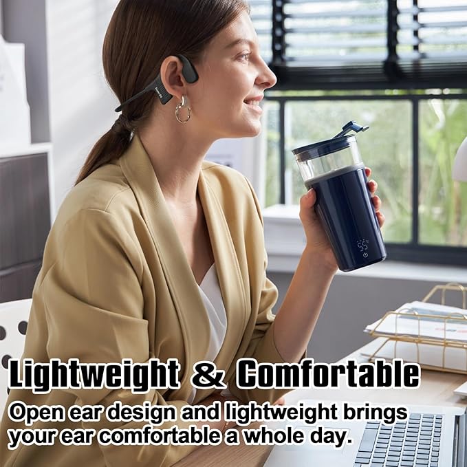 IPX8 Waterproof Bone Conduction Headphones Swimming Underwater Bluetooth Headsets with MP3 Player Open Ear Headsets with Mic Wireless Earphones Built-in 32GB Memory for Running Cycling Gym Workouts