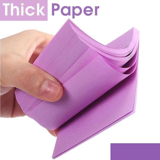 Thenshop 12 Pads Purple Sticky Notes 3''x3'', Self Stick Notes Pads Purple Office Supplies, Vintage Aesthetic School Accessories 50 Sheets/pad