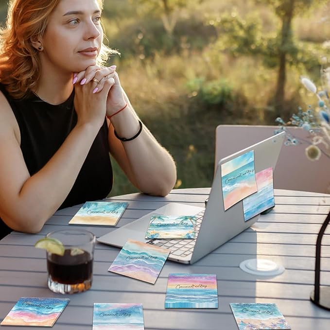 9 Pieces Beaches Sticky Notes Self-Adhesive Beaches Style Design Note Pads Beaches Style Sticky Memo Notes for School Office Home Supplies Students Teachers Gift