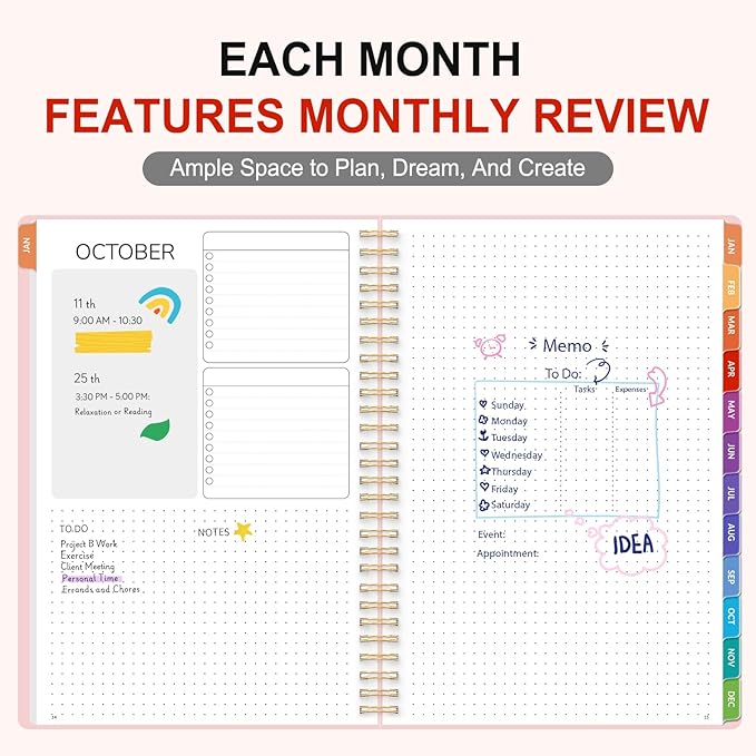 GNL Monthly Planner 2026-2027, 2 Year(27 Months) Calendar Planner, Oct. 2025 - Dec 2027, 7" x 10" Monthly Spreads & Yearly Planner, Perfect for School Office Home Planning, Pink