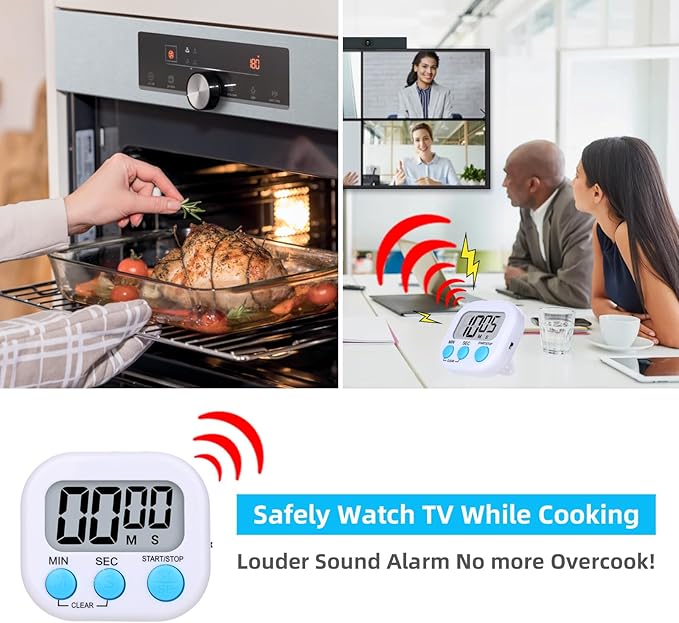 16 Packs Digital Timer Multi-Function Electronic Timers for Classroom Small Magnetic Countdown Stopwatch Mini Loud Alarm Stop Clock for Kitchen Cooking Games Meeting Study Work Baking Sports Office