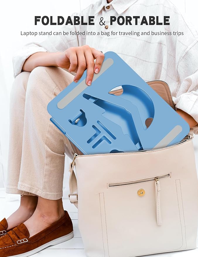 Laptop Stand, Ergonomic Adjustable Computer Stand for Collaborative Work, Foldable and Portable Heat Sink Computer Stands, Fits up to 15.6-inch Laptops (Dark Blue)