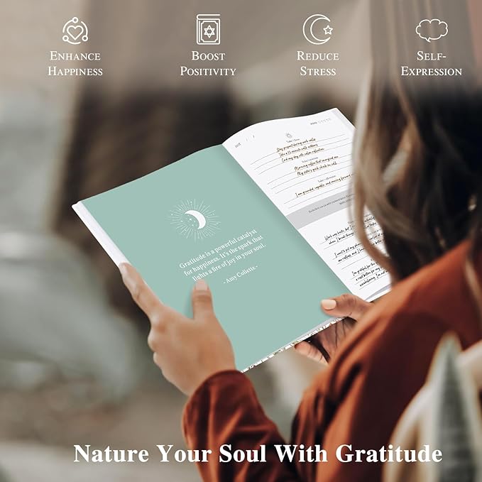 Lanpn Daily Gratitude Journal for Woman Men, 4 Month Affirmation & Mindfulness Planner, 7.8"x9.2" The 5 Minute Grateful Guided Diary, Undated Reflection Notebook with Positivity Prompts & Quotes
