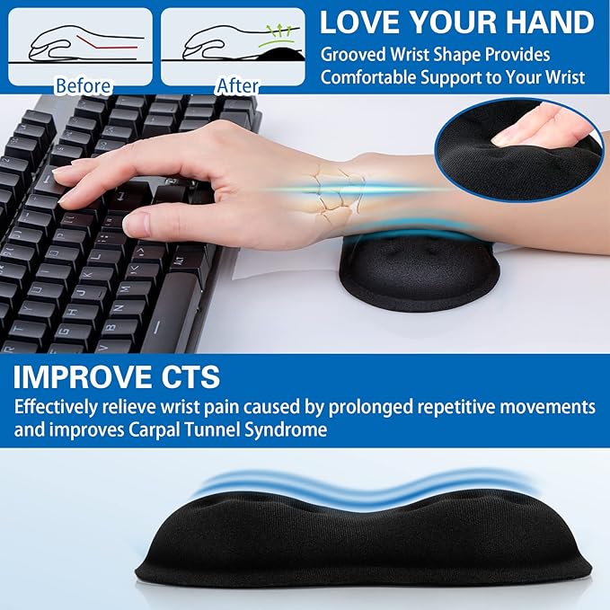 2 Pack Mouse Wrist Rest Support, Canjoy Memory Foam Mouse Wrist Rest Pad Support Cushion, Superfine Fibre Soft Ergonomic Hand Rest Support
