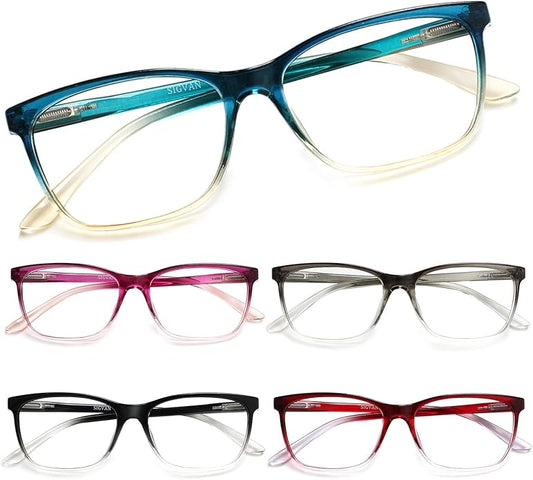 SIGVAN Ladies Reading Glasses Blue Light Blocking Spring Hinge Fashion Pattern Print Eyeglasses for Women