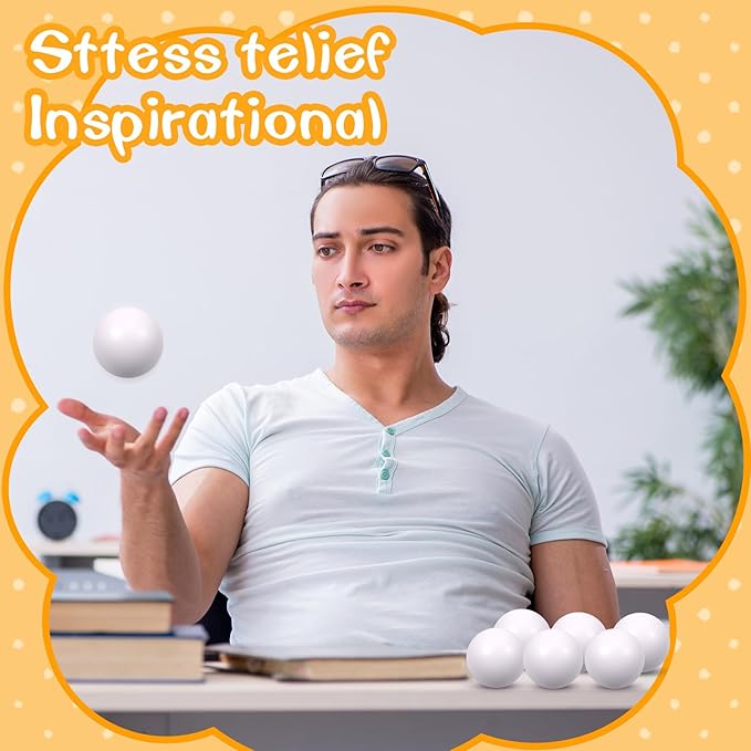 24 Pcs White Foam Stress Ball Squeeze Stress Relief Balls for Kids and Adults Hand Exercise Sensory Relief Toys for Anxiety ADHD Autism （White）