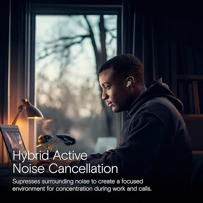 EPOS ADAPT E1 True Wireless Earbuds White - Hybrid ANC, Multi-Point Bluetooth, Microsoft Teams & Made for iPhone Certified, 50H Battery, Wireless Charging, Semi Open, USB C Dongle IPX5 Water Resistant