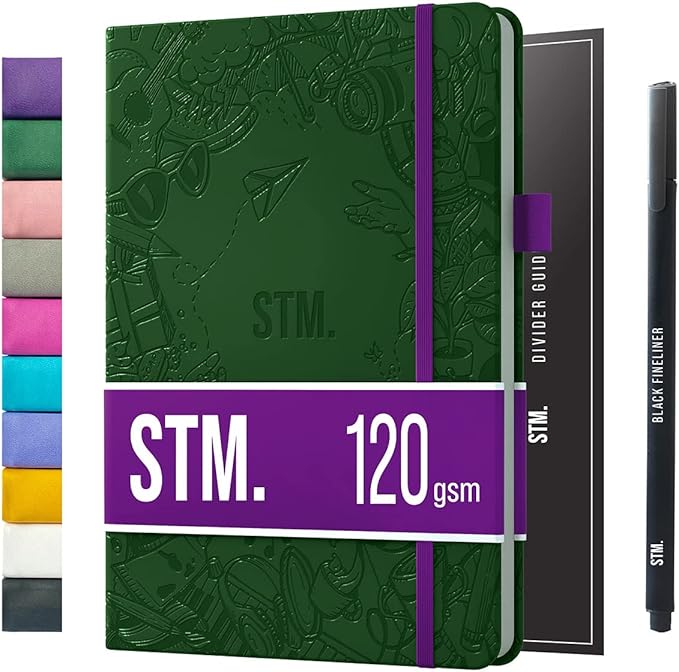 Bullet Dotted Journal Dot Grid Notebook | A5 Daily Journaling Notebooks for Personal Writing, Work, Women | 120gsm Thick Paper, Hard cover, Lay Flat Binding | 5x7 Journals Cuaderno Libretas de apuntes