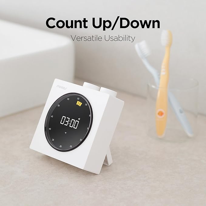 mooas Time Loop Digital Visual Timer, Rechargeable Wireless, LCD Large Display, Portable, Visual Timer, Brightness Adjustment, Count Up/Down, Pomodoro Timer for ADHD, Study, Home Schooling (Black)