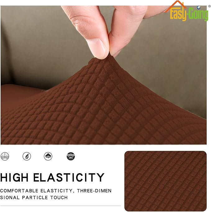 Easy-Going Stretch Cushion Cover Sofa Cushion Furniture Protector Sofa Seat Sofa slipcover Sofa Cover Soft Flexibility with Elastic Bottom(Oversized Sofa Cushion, Coffee)
