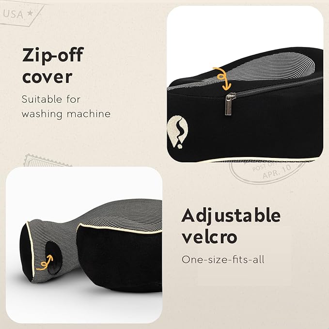 Travel Pillow - Airplane Neck Pillow with 360° Support - 100% Pure Memory Foam Flight Pillow for Sleeping on Airplanes - Travel Neck Pillow for Traveling