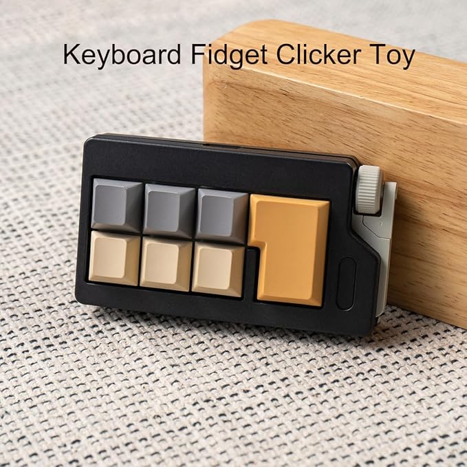 Keyboard Fidget Clicker Toy for Adults, Fidget Keyboards Sensory Fun Toys for Anxiety Decompression, Gift Christmas Ideal for Lover (Black Khaki)