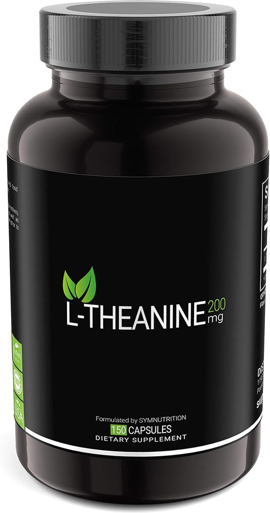L-Theanine 200mg — 150 Count (V-Capsules) / 150 Servings Manufactured in a cGMP-Registered Facility in USA; Non-GMO, Vegan & Gluten Free