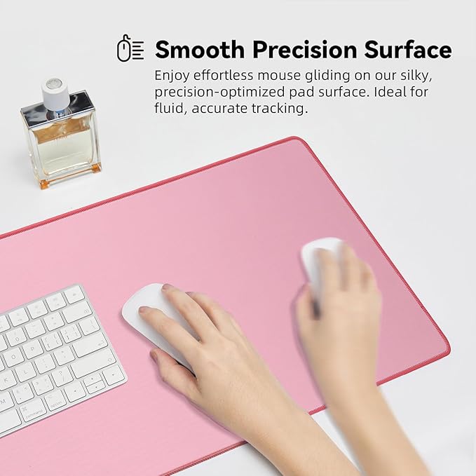 Waterproof Large Gaming Mouse Pad with Durable Stitched Edges, Non-Slip Rubber Base, Smooth Surface Mouse Mat Desk Pad for Home Office Gaming, 27.5"*11.8"*0.12", Dusty Rose