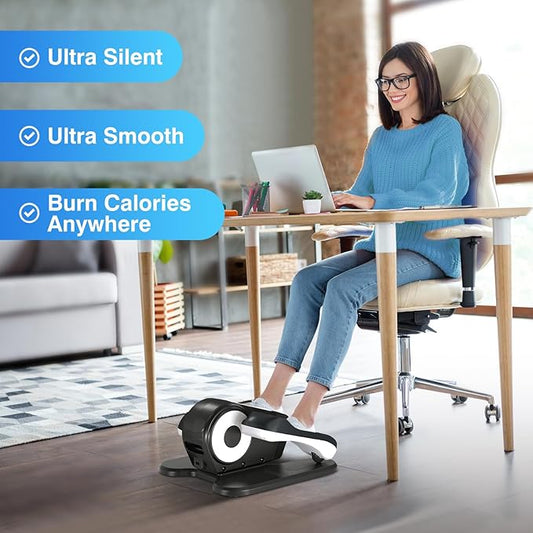 Under Desk Elliptical Machine with App – Quiet & Portable Electric Pedal Exerciser with Adjustable Speed and LED Display for Home and Office, Seated Ellipse Leg Exerciser Fully Assembled