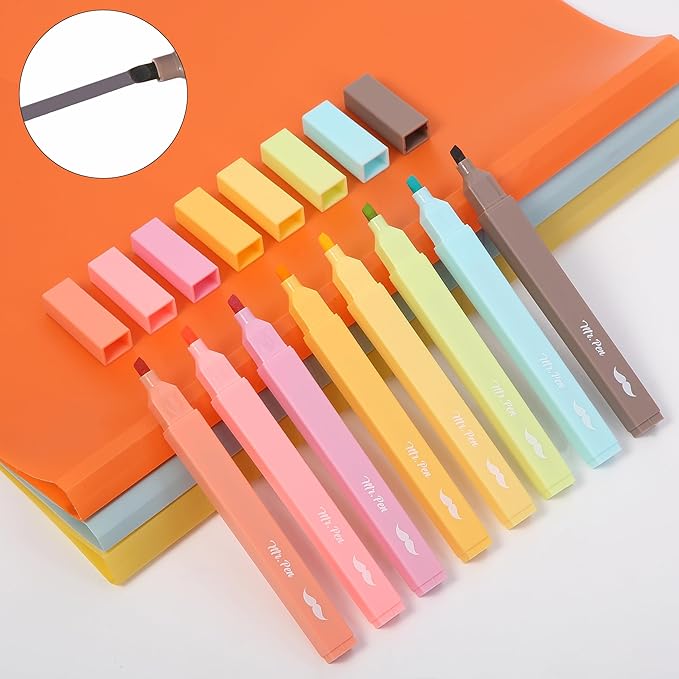 Mr. Pen- Aesthetic Highlighters, 8 pcs, Chisel Tip, Autumn Colors, Cute Highlighters Assorted Colors