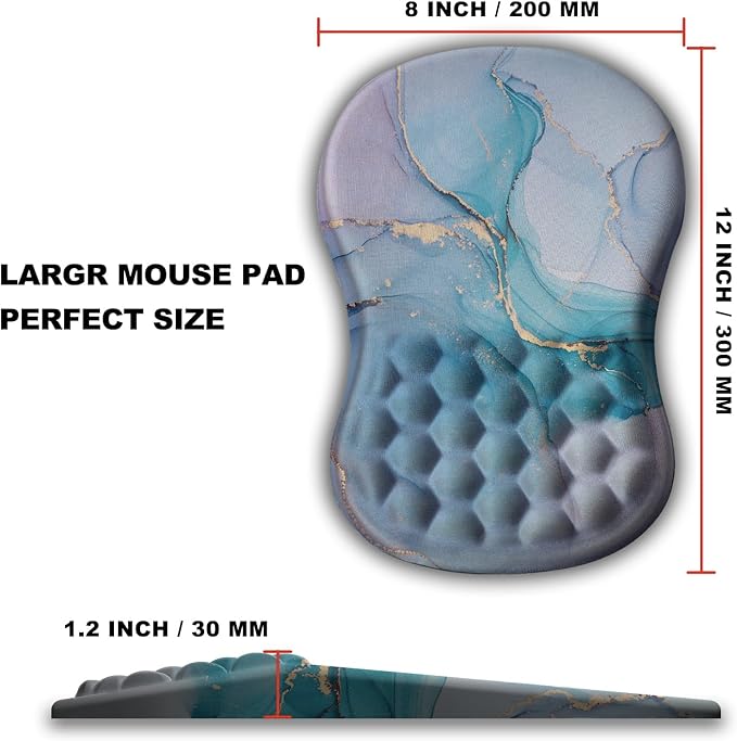 Mouse Pad Wrist Support, Ergonomic Mouse Pad with Massage Dot, Comfortable Computer Mouse Pad for Laptop, Wrist Rest Pain Relief Mousepad with Non-Slip PU Base for Office & Home, 12 x 8 in