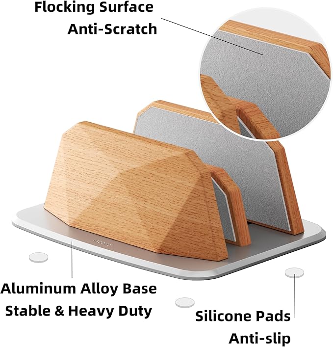 Vertical Laptop Stand - Dual Slots Wooden Adjustable Laptop Holder,Desktop Dock Compatible with All MacBook, Surface,Chromebook,Dell & More(Beechwood)
