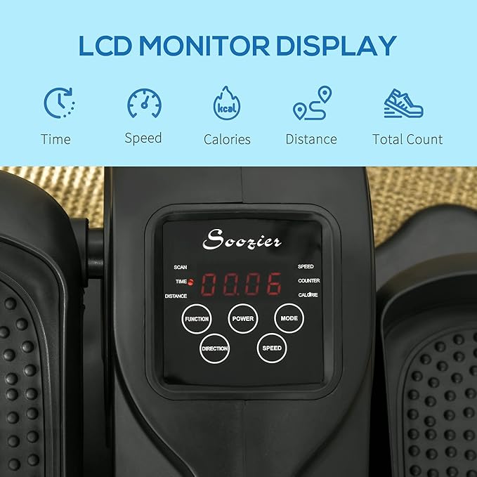 Soozier Under Desk Elliptical Exercise Machine, Powered Ellipse Leg Exerciser, Mini Rehabilitation Bike with Adjustable Speed, Remote & LCD Display for Home & Office