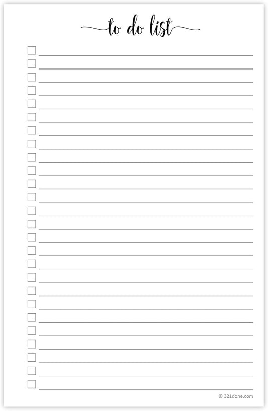 321Done To Do List Notepad for Planner Refill Pages – Made in USA - 50 Sheets (5.5x8.5) To-Do's Tear Off, Planning Memo Pad, Checklist Notes Left Hole Punch Margins - Simple Script College-Ruled