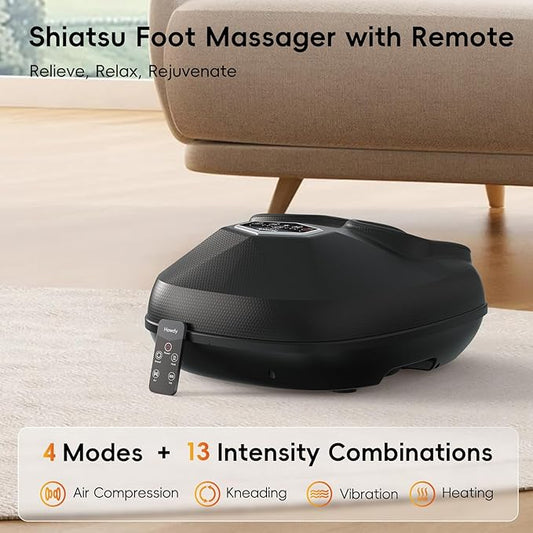 Howdy Foot Massager with Heat and Remote for Plantar Fasciitis, 2025 Heated Shiatsu Feet Massager for Neuropathy, Christmas Gift for Him Her Mom Dad, Wireless Control