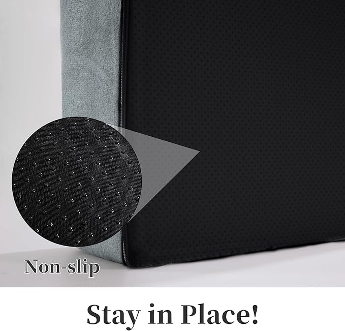 HOMBYS Foam Lumbar Support Pillow for Recliner with Recliner Chair Seat Cushion-Thick Seat Cushion for Elderly with Long Back Support, Extra Large & Non-Slip, Light Grey