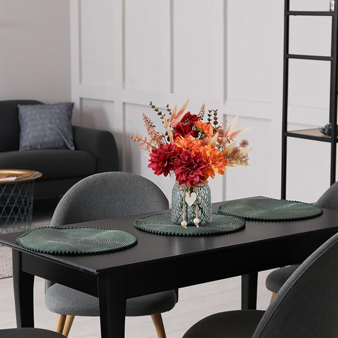 Leftover Fake Fall Flowers in Vase,Faux Flowers in Vase,Fall Floral Arrangement,Fall Centerpieces for Tables,Artificial Flowers,Kitchen Decor,Coffee Table Decor