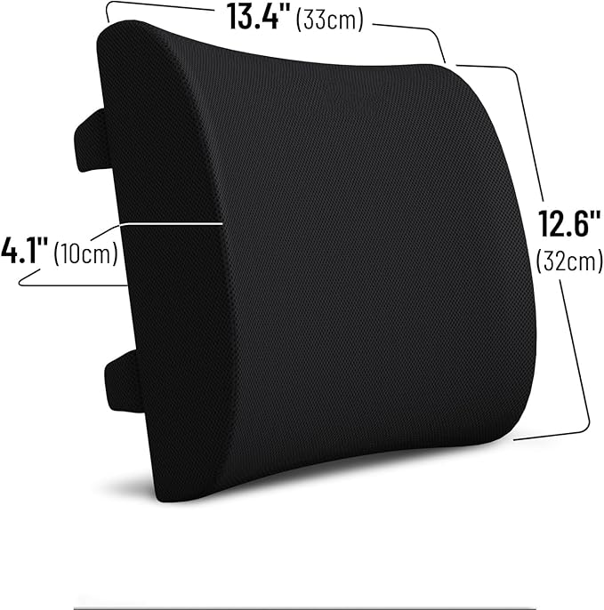 Comfort Lumbar Support Pillow for Office Chair - Memory Foam Back Cushion for Car, Chair, Couch - Lumbar Pillow Promotes Better Posture, Back Pain Relief - Ideal for Gaming and Desk Chairs