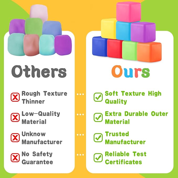 Fidget Toys Stress Cube, 24Pcs Stress Balls Bulk for Kids and Adult, Slow Rising Stress Ice Cube Stress Balls, Dough Square Ball Soft Fidget Squishy Toys for Anxiety Relief,