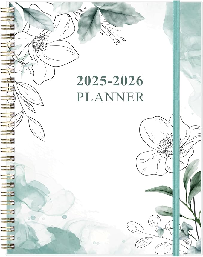 2025-2026 Planner - 17 Months Weekly & Monthly Planner from August 2025 - December 2026, Academic Planner 2025-2026 with Elastic Closure, Inner Pocket, 8.5" x 11", Teal Floral
