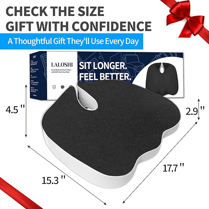 Car Seat Cushion,U-Shaped Memory Foam Seat Cushion for Back Pain Relief - 2.8In Thick Ergonomic Car & Office Chair Pad with Coccyx Cutout, Removable Cover,Universal Fit, Easy to Install(Plush)