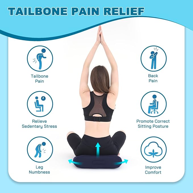 Office Chair Cushions for Back and Butt, Ergonomic Chair/Seat Cushion for Long Sitting, Sitting Pillow for Automobile, Wheelchair, Computer, Office Chair Hip Support (Blue)