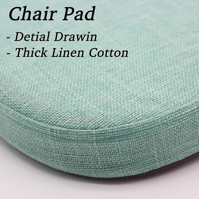 Kitchen Chair Cushions with Ties - Memory Foam No Slip Seat Cushion and Dining Room Chair Pad with Machine Washable Cover [16.5 X 16.2 Inches] - Lake Green