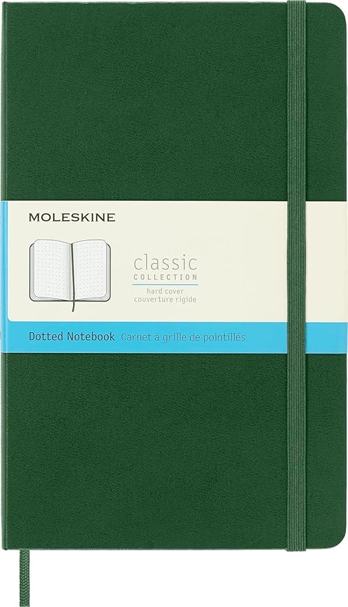 Moleskine Classic Notebook, Hard Cover, Large (5" x 8.25") Dotted, Myrtle Green, 240 Pages