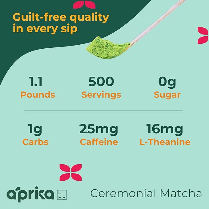 Authentic Japanese Ceremonial Grade Matcha Powder, First Harvest Organic Ceremonial Matcha Green Tea Powder – 1.1lb oz/ 500g – No Sugar Added Matcha Ceremonial - by AprikaLife