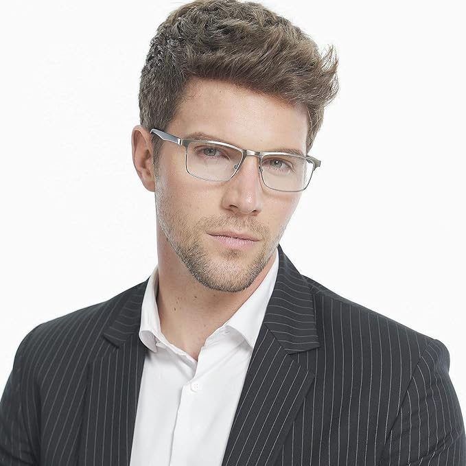 CRGATV 3-Pack Reading Glasses for Men Blue Light Filtering Full Frame Metal Readers Anti Uv/Eye Strain/Glare